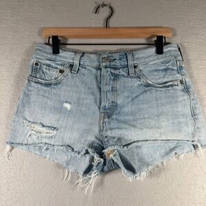 Levis Premium 501 Original Shorts Light Wash Distressed Denim 28 32317-0035